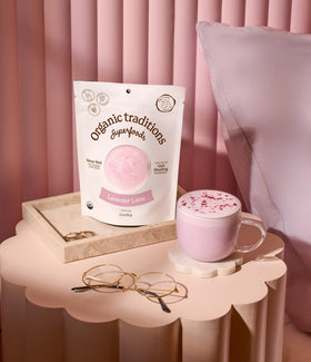 Organic Traditions Lavender Latte ingredients highlight coconut milk dairy-free creaminess