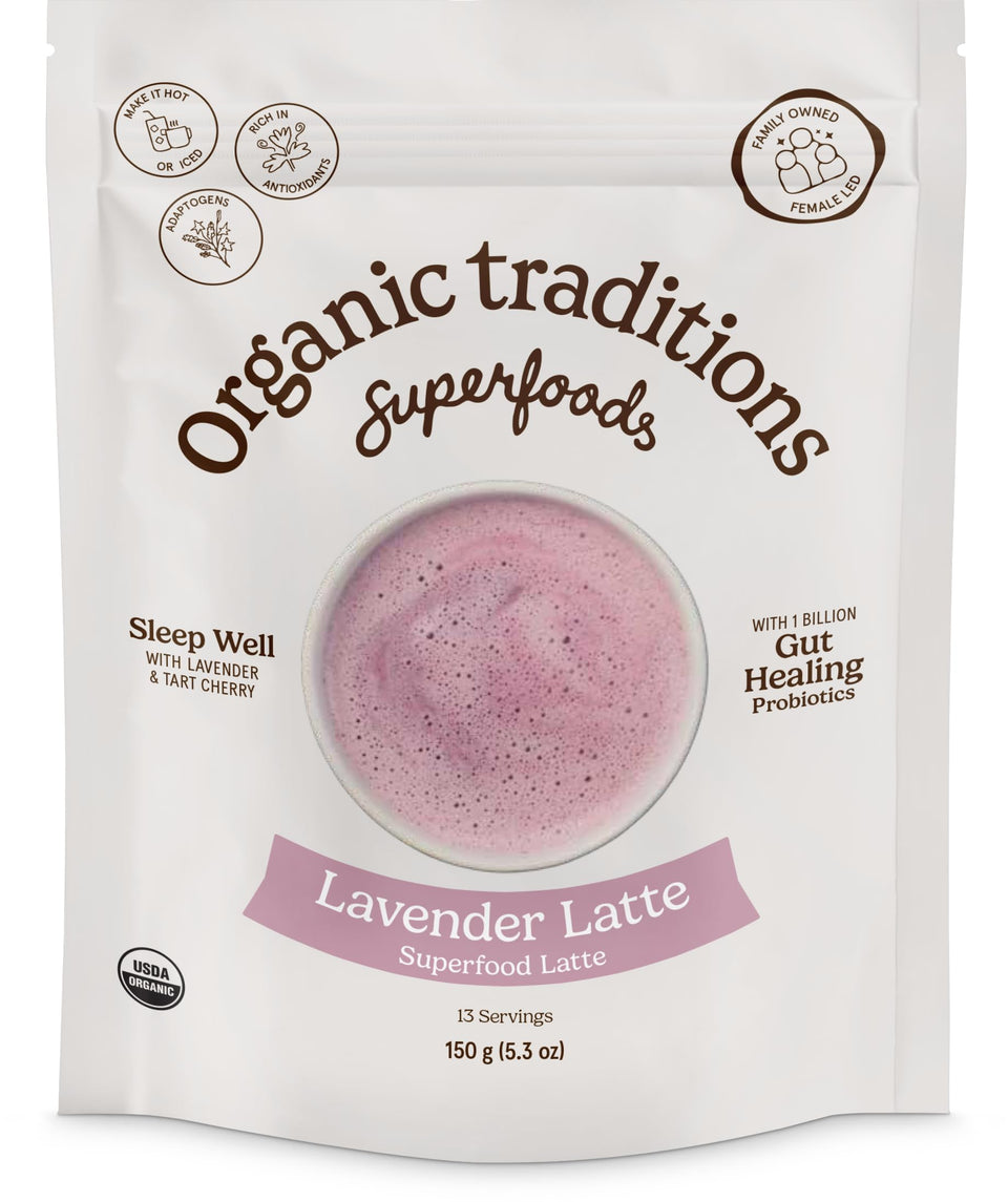 Organic Traditions Lavender Latte pour aroma calms evening ritual