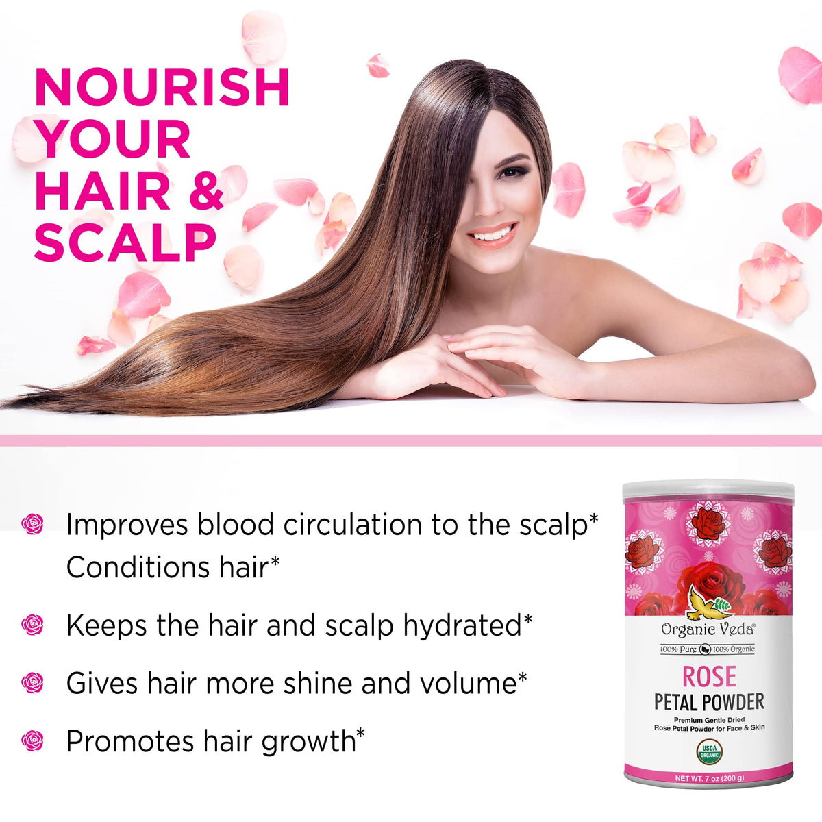 Culinary color: Organic Veda rose petal powder adds natural tint and aroma.