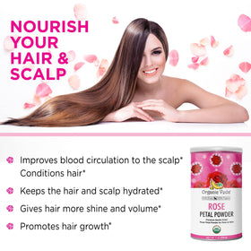 Culinary color: Organic Veda rose petal powder adds natural tint and aroma.