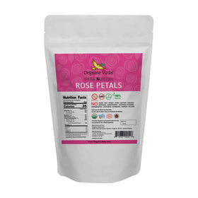 Organic Veda rose petals for infusing fragrant rose water and recipes