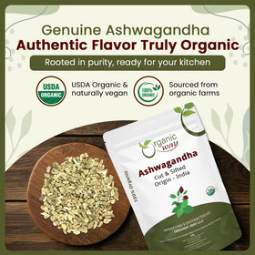 Organic Way ashwagandha root cut and sifted for DIY tinctures and infusions.