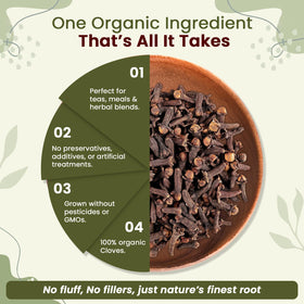 Organic Way whole cloves versatile across cuisines for chai and pickling.