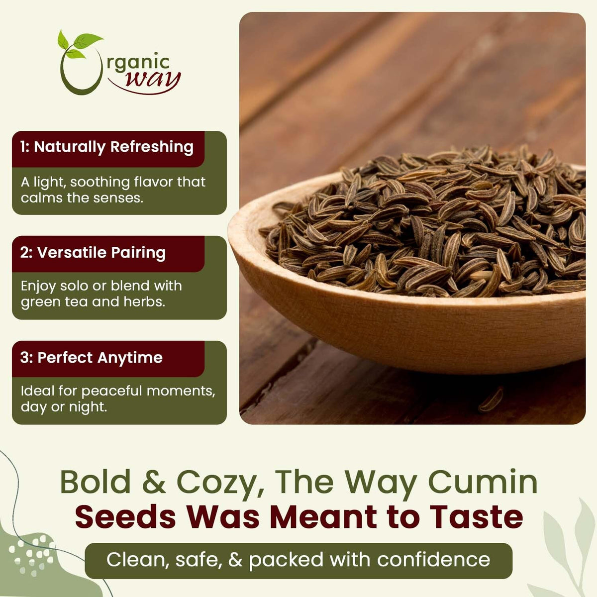 Organic Way cumin seeds aroma shot captures bold spice to elevate dishes.