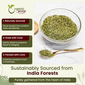 Organic Way dried gotu kola in resealable bag stays fresh.