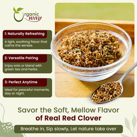 Organic Way European wild-harvest red clover highlighting sustainable origins