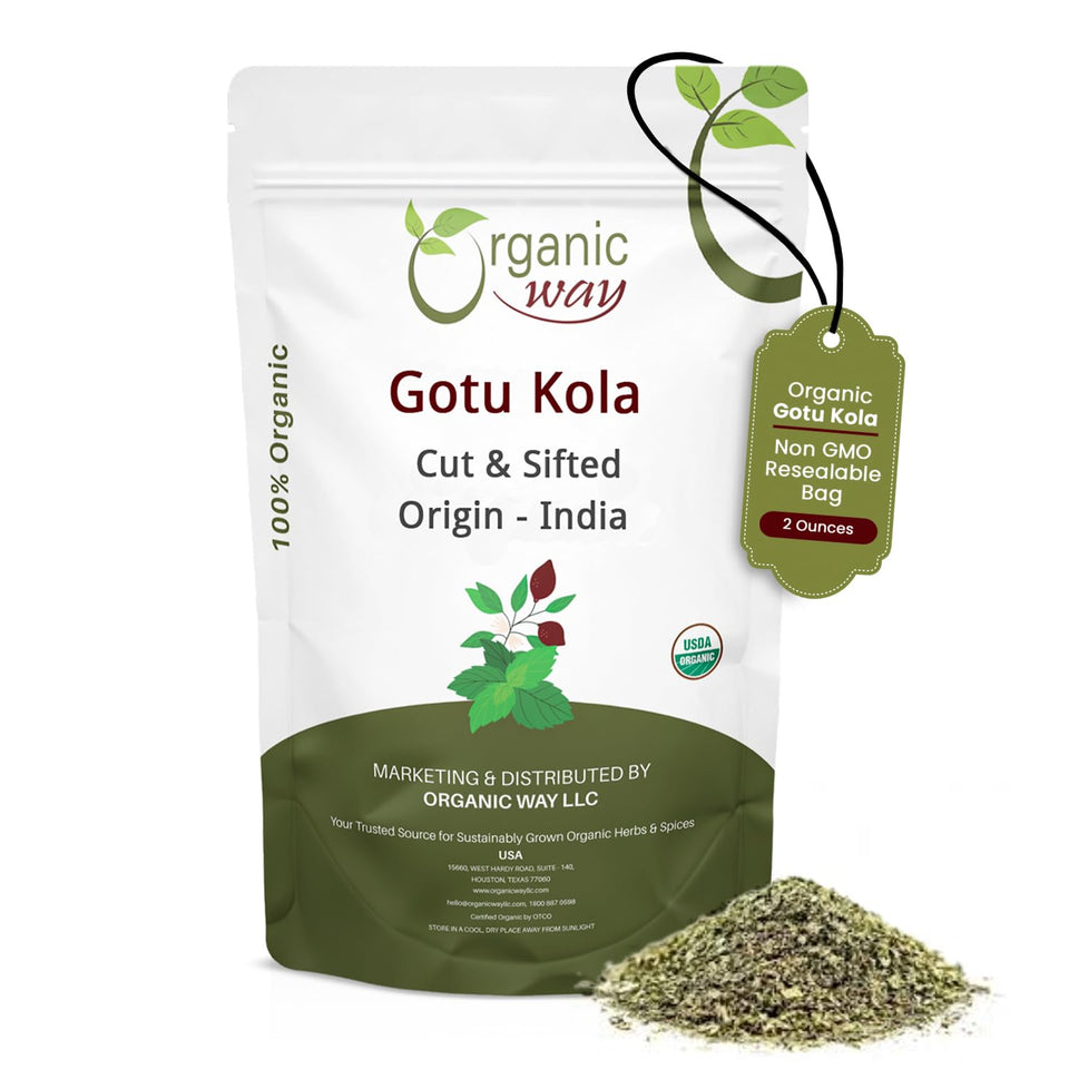 Organic Way gotu kola cut for tea blends and infusions.