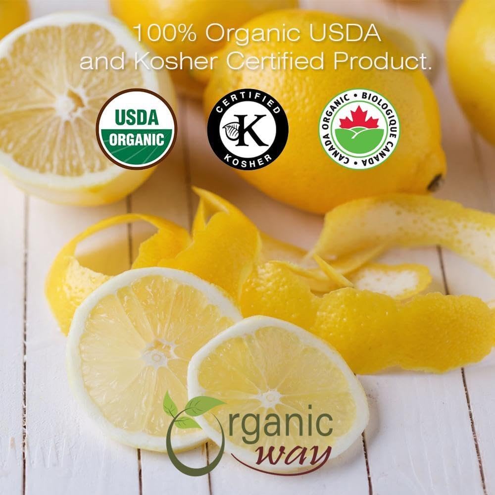 Organic Way lemon peel tea blend adds citrus fragrance to herbal teas.