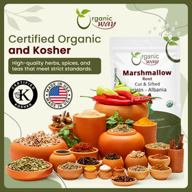 Organic Way marshmallow root origin Albania indicates wild-harvest heritage.