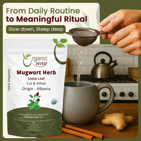 Mugwort leaves stored in pantry preserve aroma and freshness.