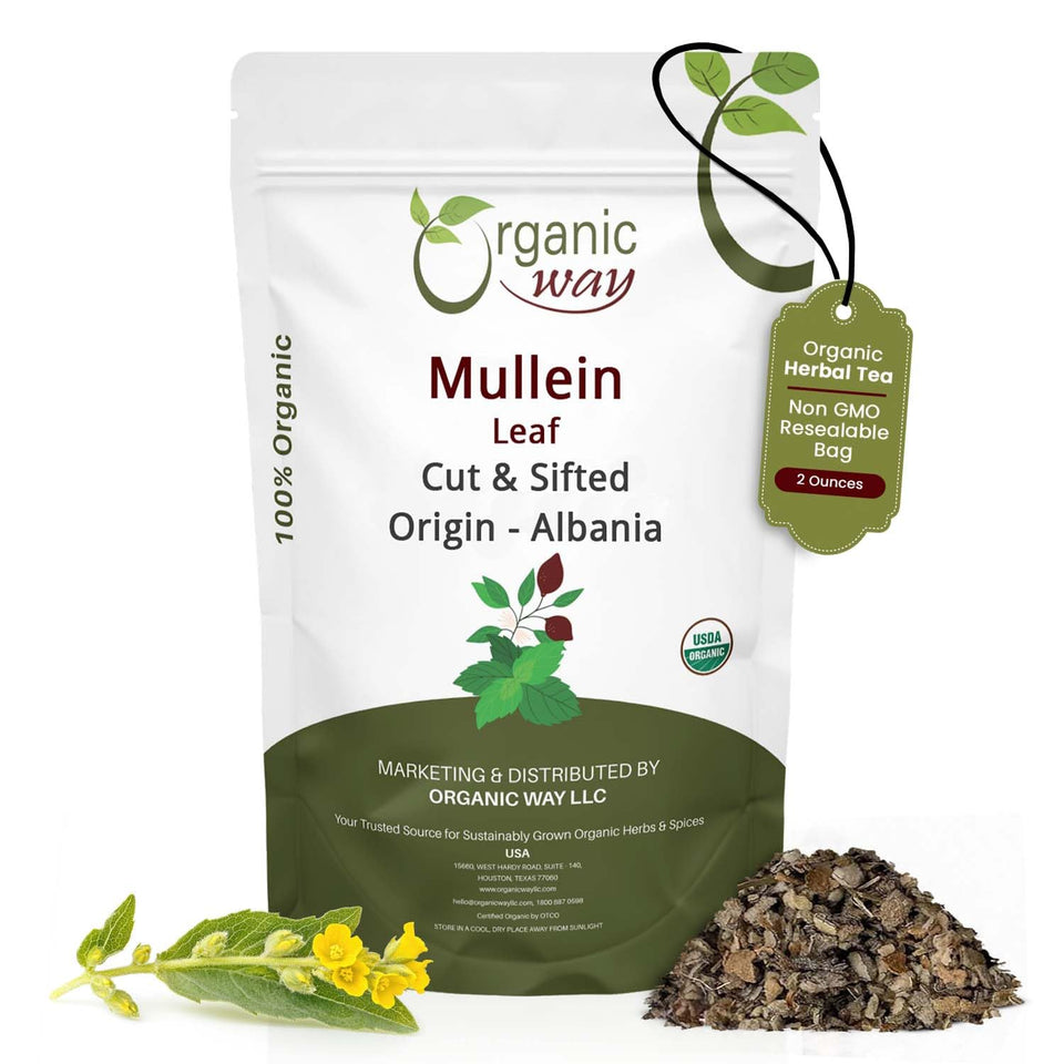 Organic Way Mullein Leaf Tea loose leaf for a smooth, calming cup.