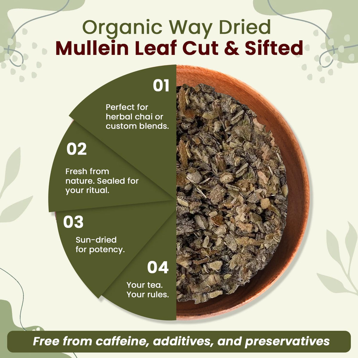 Organic Way Mullein Leaf Tea organic status promises natural purity.