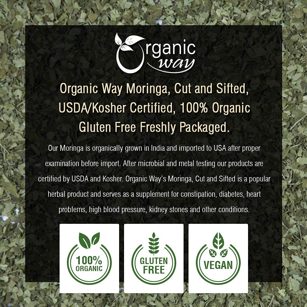 Organic Way Moringa origin India label underlines traceable sourcing and heritage.
