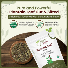 Organic Way plantain leaf dried pieces for tea steeping aroma and flavor