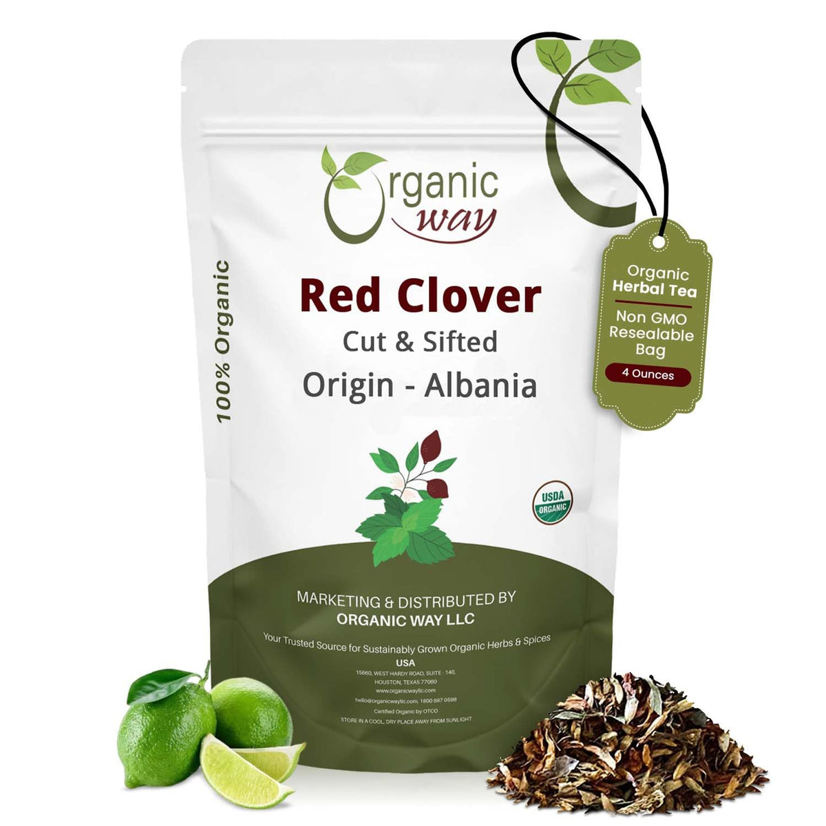 Organic Way red clover flower cut and sifted for premium herbal tea