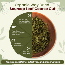 Organic Way soursop leaf coarse cut aroma infusion in cup