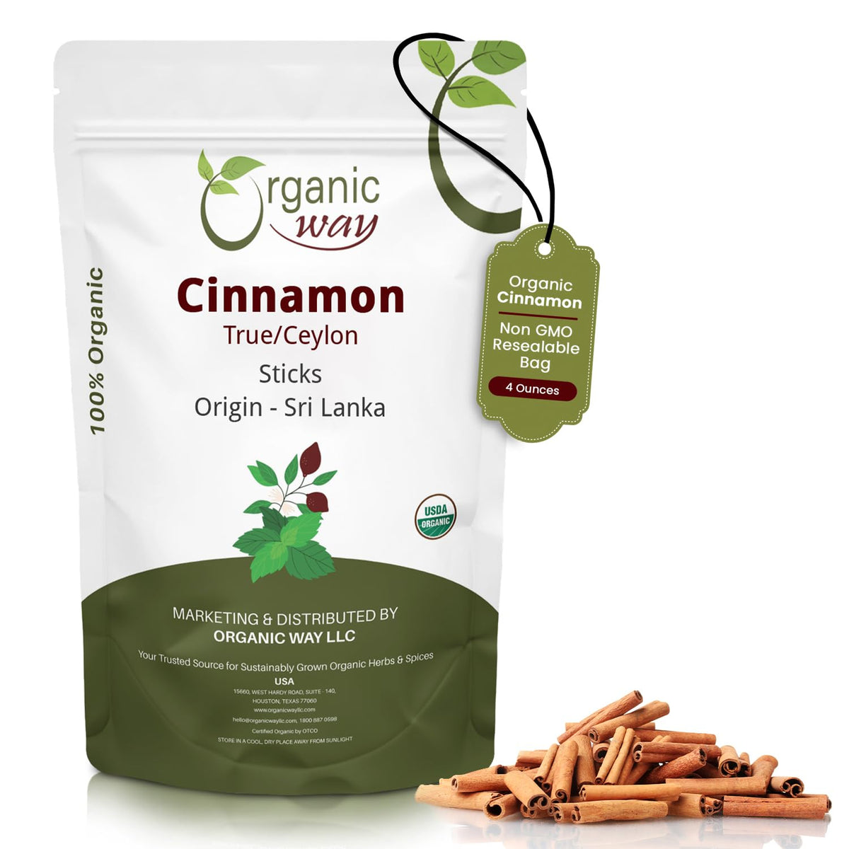 Organic Way True Ceylon Cinnamon Sticks pack showcasing freshness for everyday use.