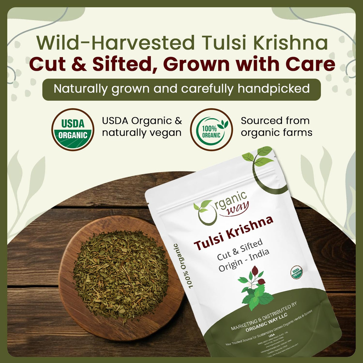 Organic Way Tulsi Krishna aroma-steep invites a soothing herbal tea moment at home.