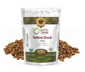 Organic Way Yellow Dock Root cut and sifted in a resealable bag for tea blends