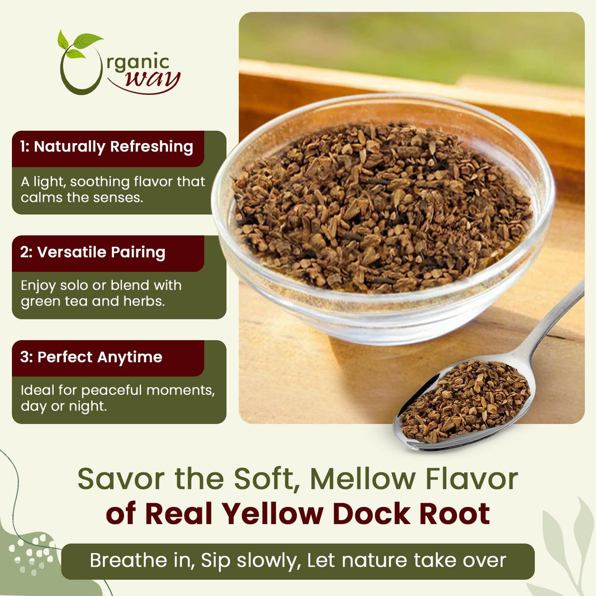 DIY blend setup featuring Organic Way Yellow Dock Root for custom recipes.