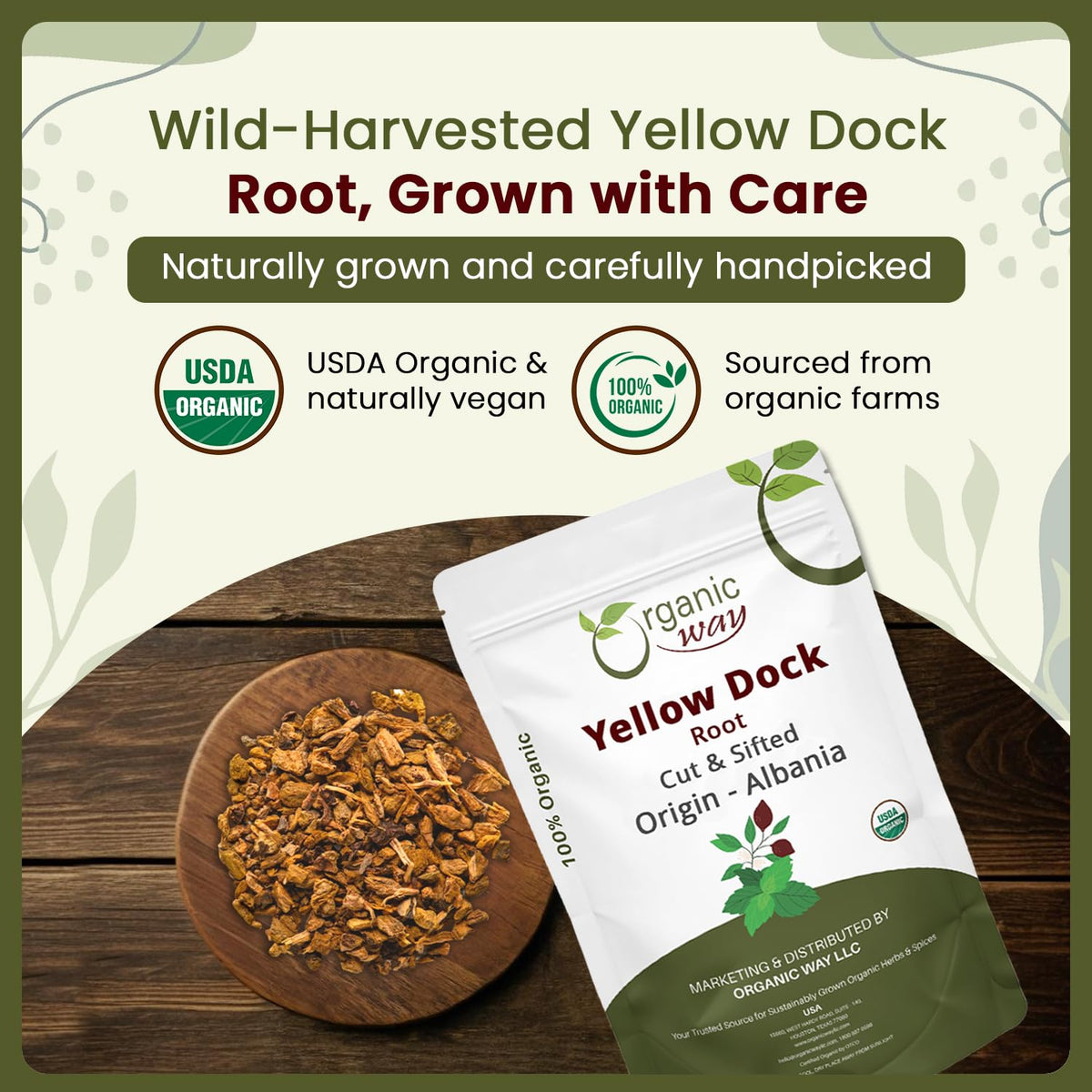 Organic Way Yellow Dock Root being measured for custom blends