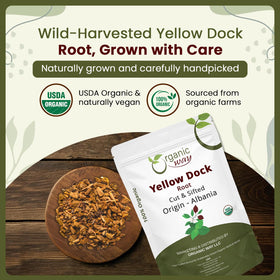 Organic Way Yellow Dock Root being measured for custom blends