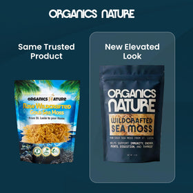 Organics Nature sea moss in bottle packaging for convenient daily use