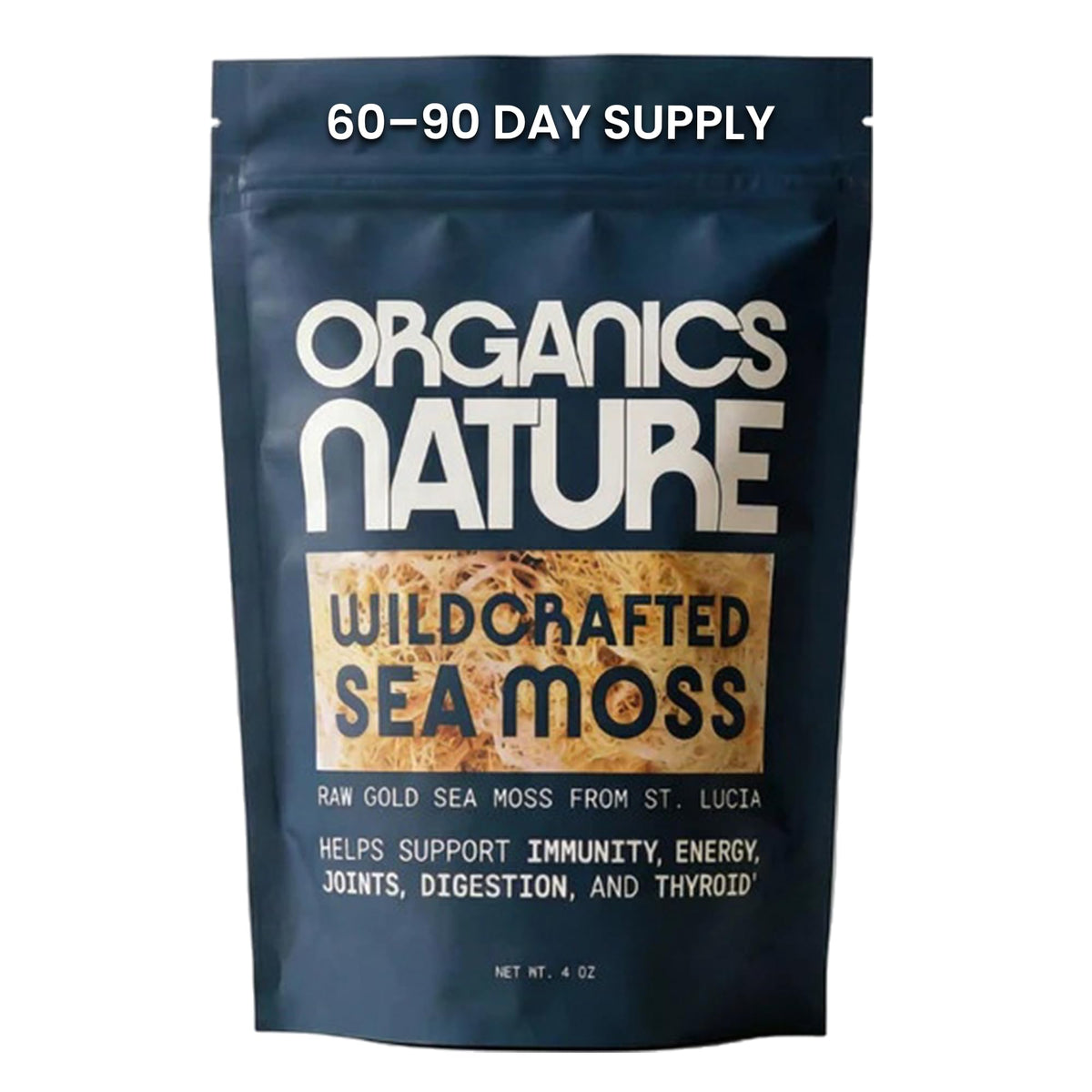 Organics Nature sea moss dried strands from pristine waters highlighting mineral-rich potential