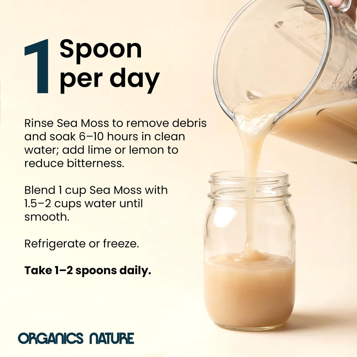 Organics Nature sea moss gel ready for smoothies and recipes