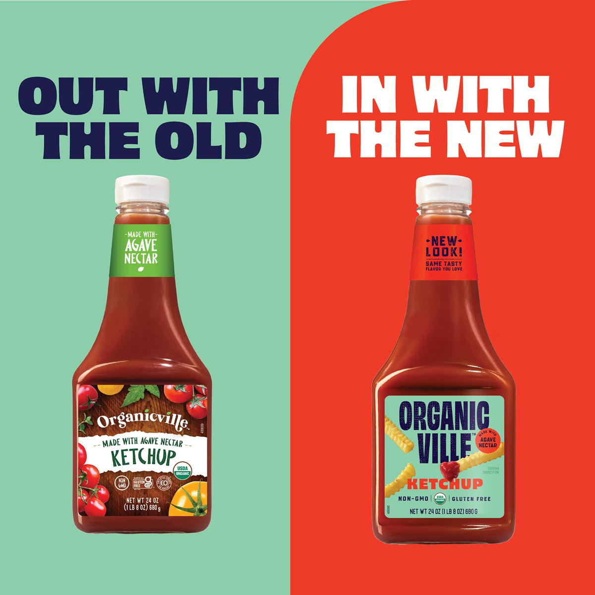 Organicville Organic Ketchup squeeze bottle ready for dipping fries