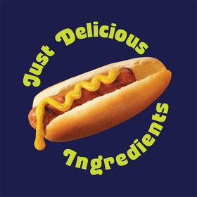 Organicville Yellow Mustard on a hot dog and pretzels.