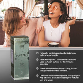 Organo Gold Cafe Supreme iced beverage served in a glass.