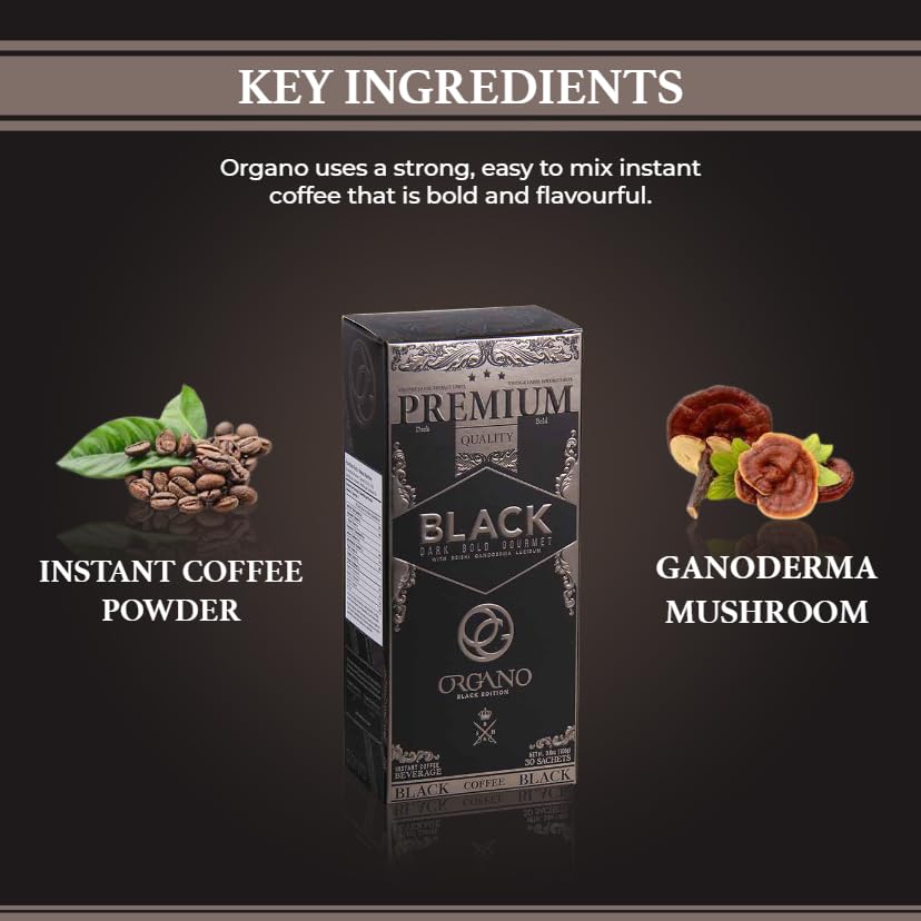 ORGANO Gourmet Black Coffee arabica and robusta beans form a premium blend base.