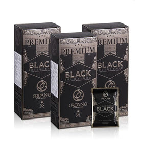 Organo Gourmet Black Coffee pack front showing three box set for daily brewing