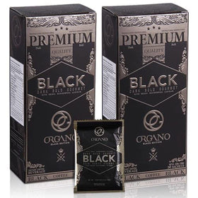 ORGANO Gourmet Black Coffee sachet close-up for quick single-serve brewing