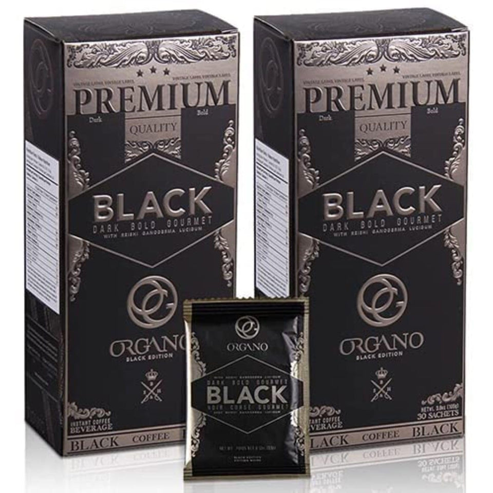 ORGANO Gourmet Black Coffee sachet close-up for quick single-serve brewing
