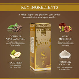 ORGANO Gourmet Cafe Latte cup steaming with creamy aroma