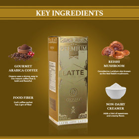 ORGANO Gourmet Cafe Latte over ice, ready for a refreshing cold coffee.