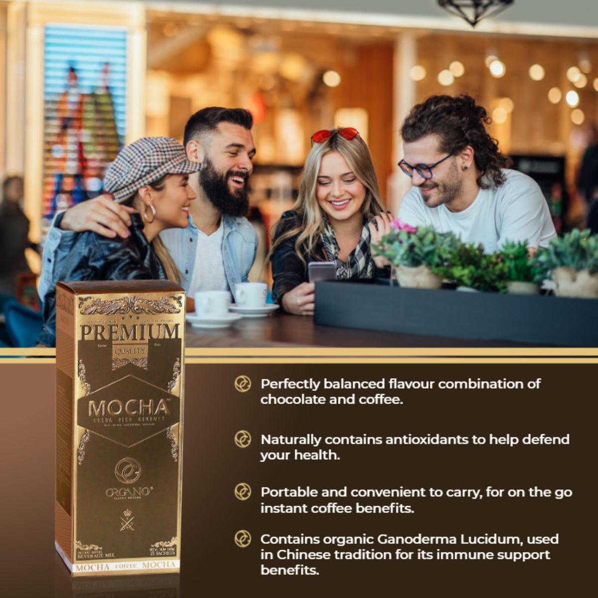 ORGANO Gourmet Cafe Mocha aluminum seal emphasizing freshness