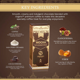 ORGANO Gourmet Cafe Mocha cocoa powder highlighting chocolate depth