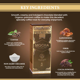 ORGANO Gourmet Cafe Mocha cup steaming with rich mocha aroma