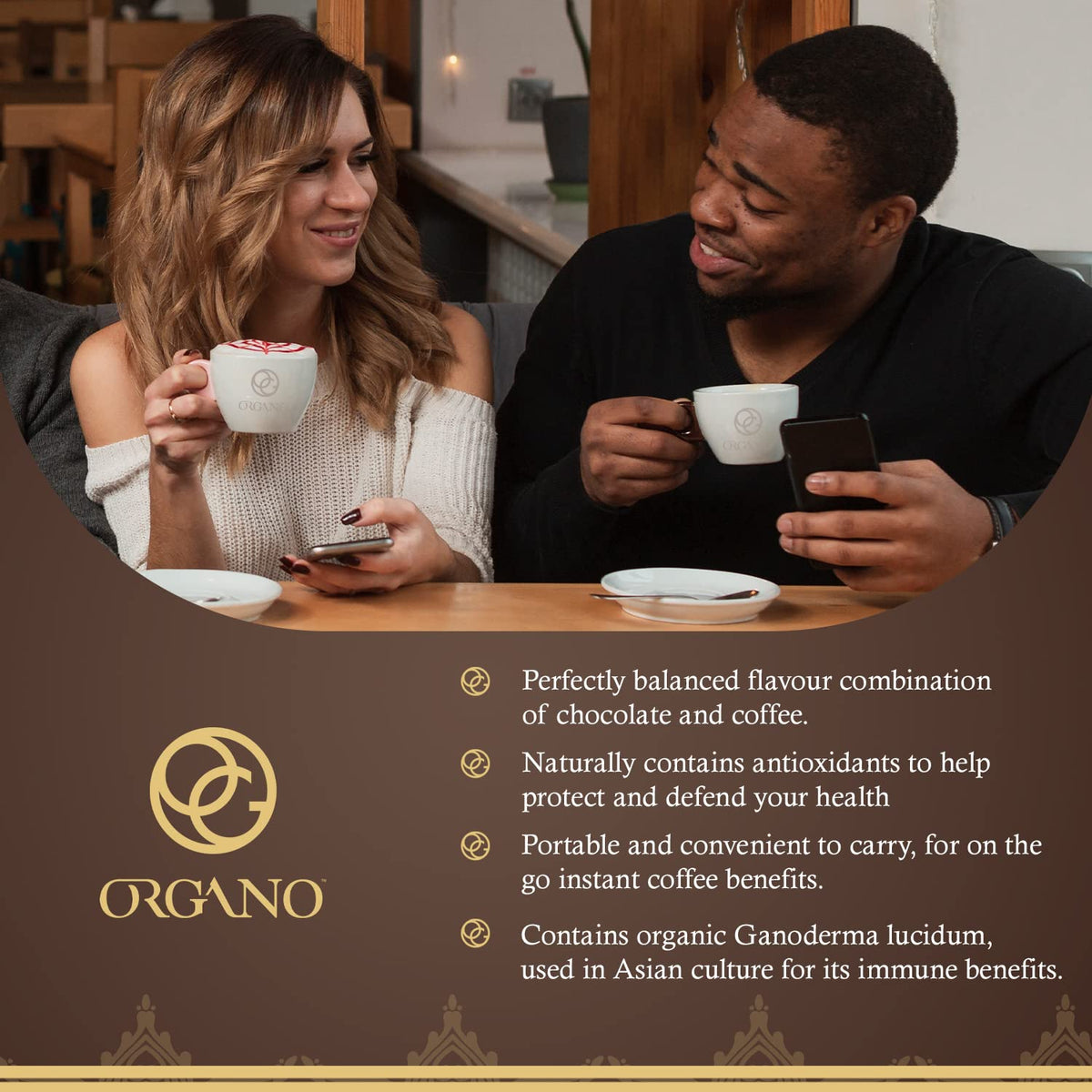 ORGANO Gourmet Cafe Mocha ganoderma powder in blend for earthy aroma
