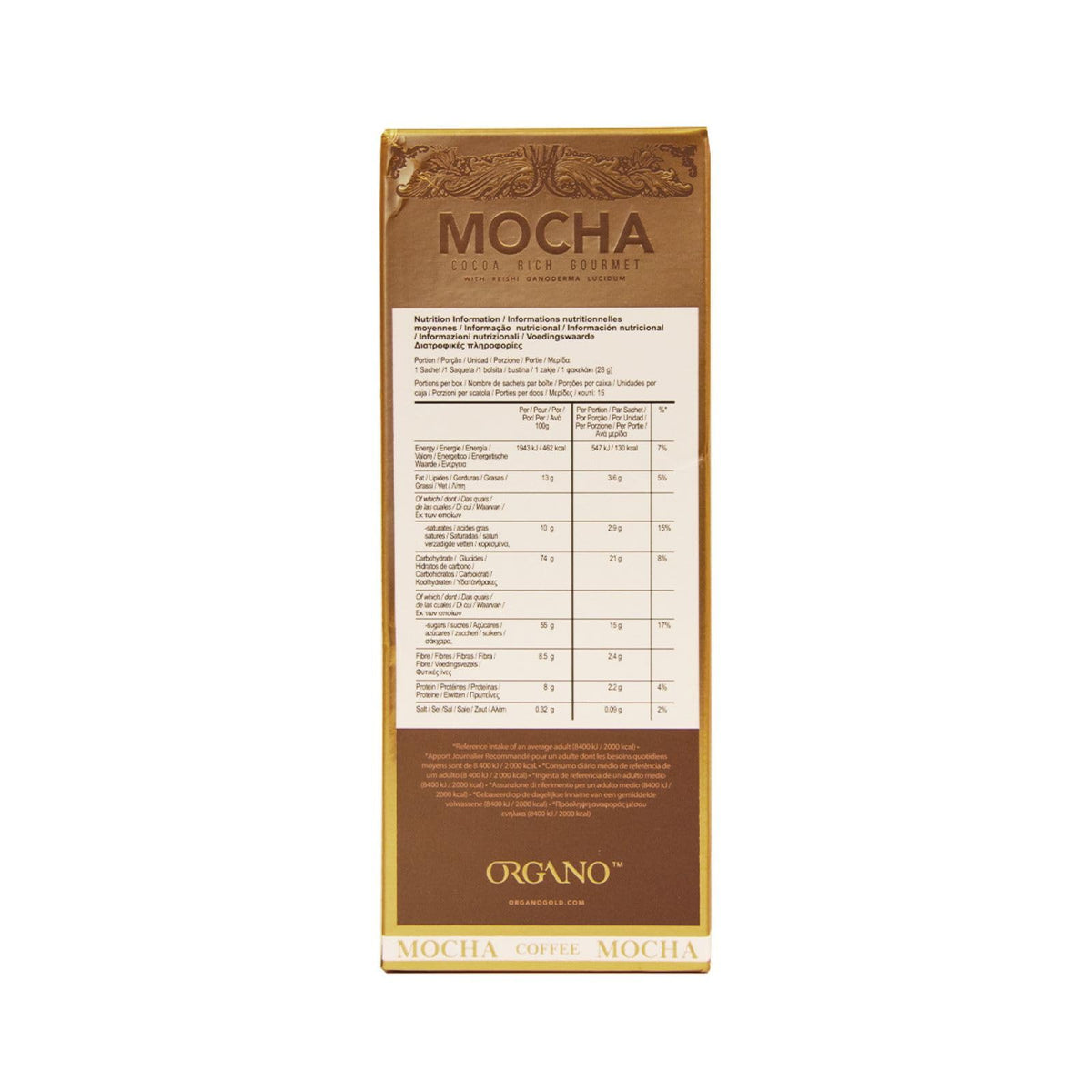 ORGANO Gourmet Cafe Mocha malt extract adding subtle sweetness