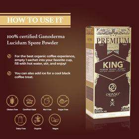 ORGANO King of Coffee Brazil Arabica profile with Ganoderma enhances aroma and depth.