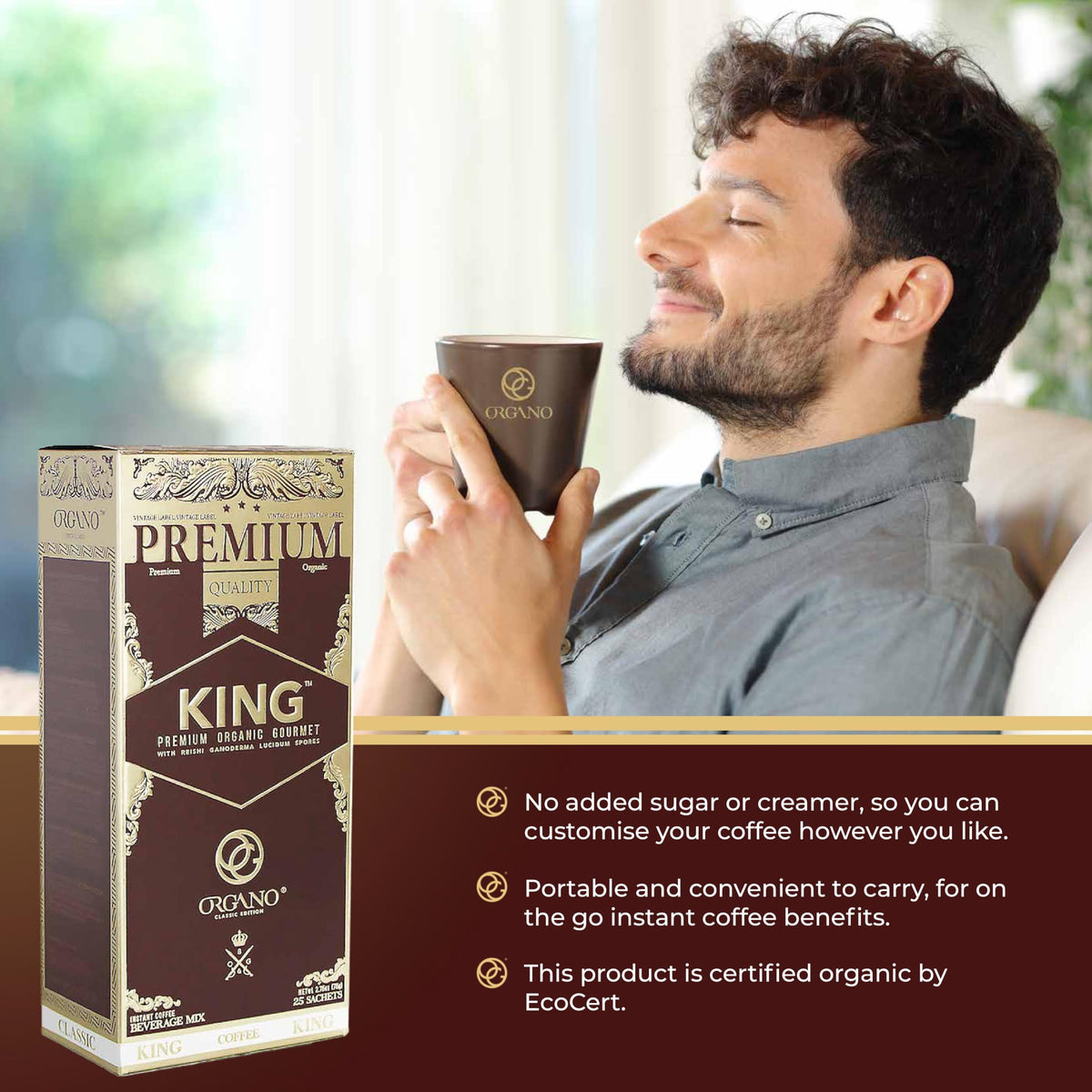 ORGANO King of Coffee aroma-rich cup ready quickly.