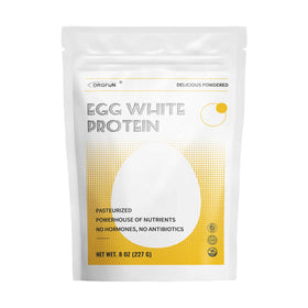 ORGFUN Egg White Powder 8 Oz container keeps freshness with resealable lid