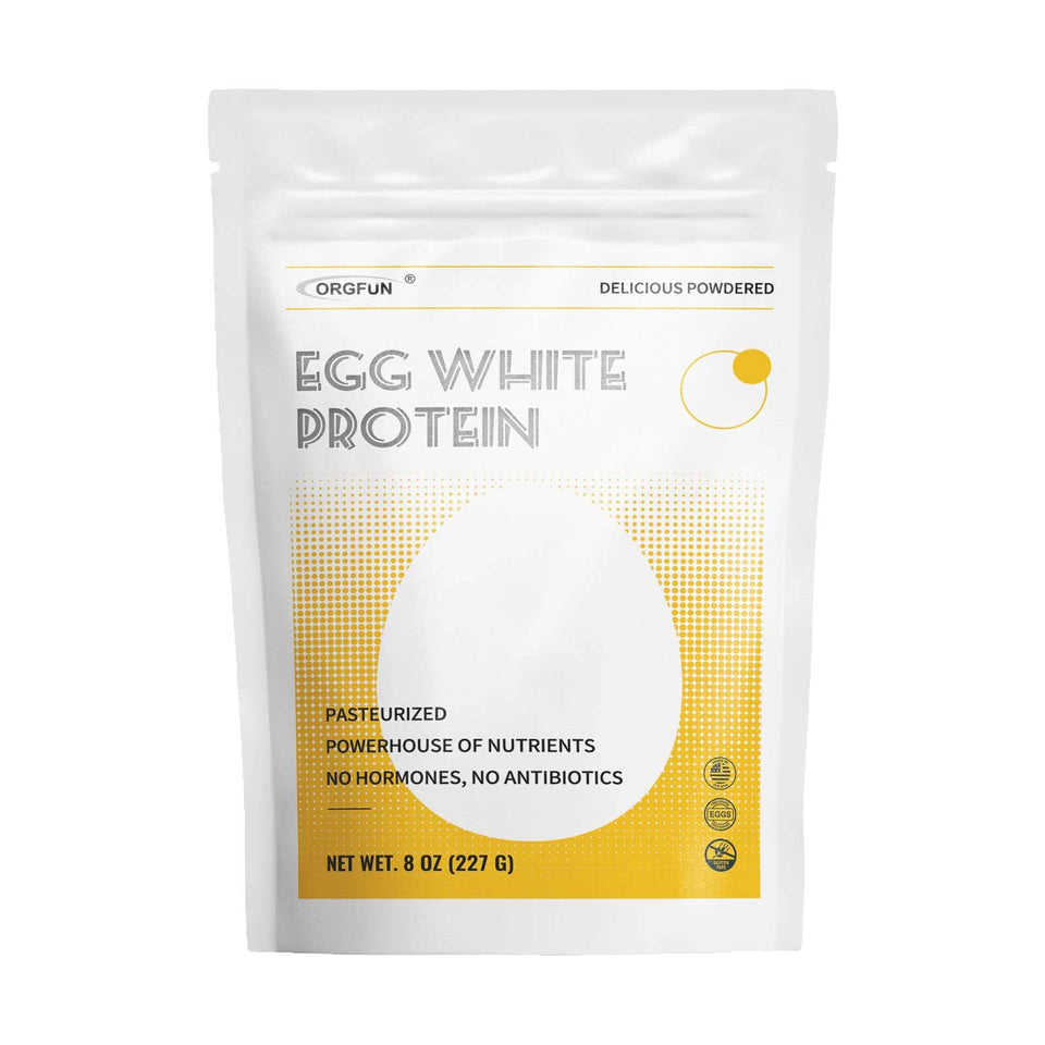 ORGFUN Egg White Powder 8 Oz container keeps freshness with resealable lid