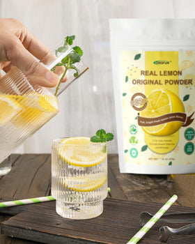 ORGFUN lemon powder package with label and clean ingredients