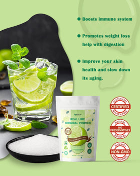 ORGFUN lime powder in cocktail glass for citrus lift
