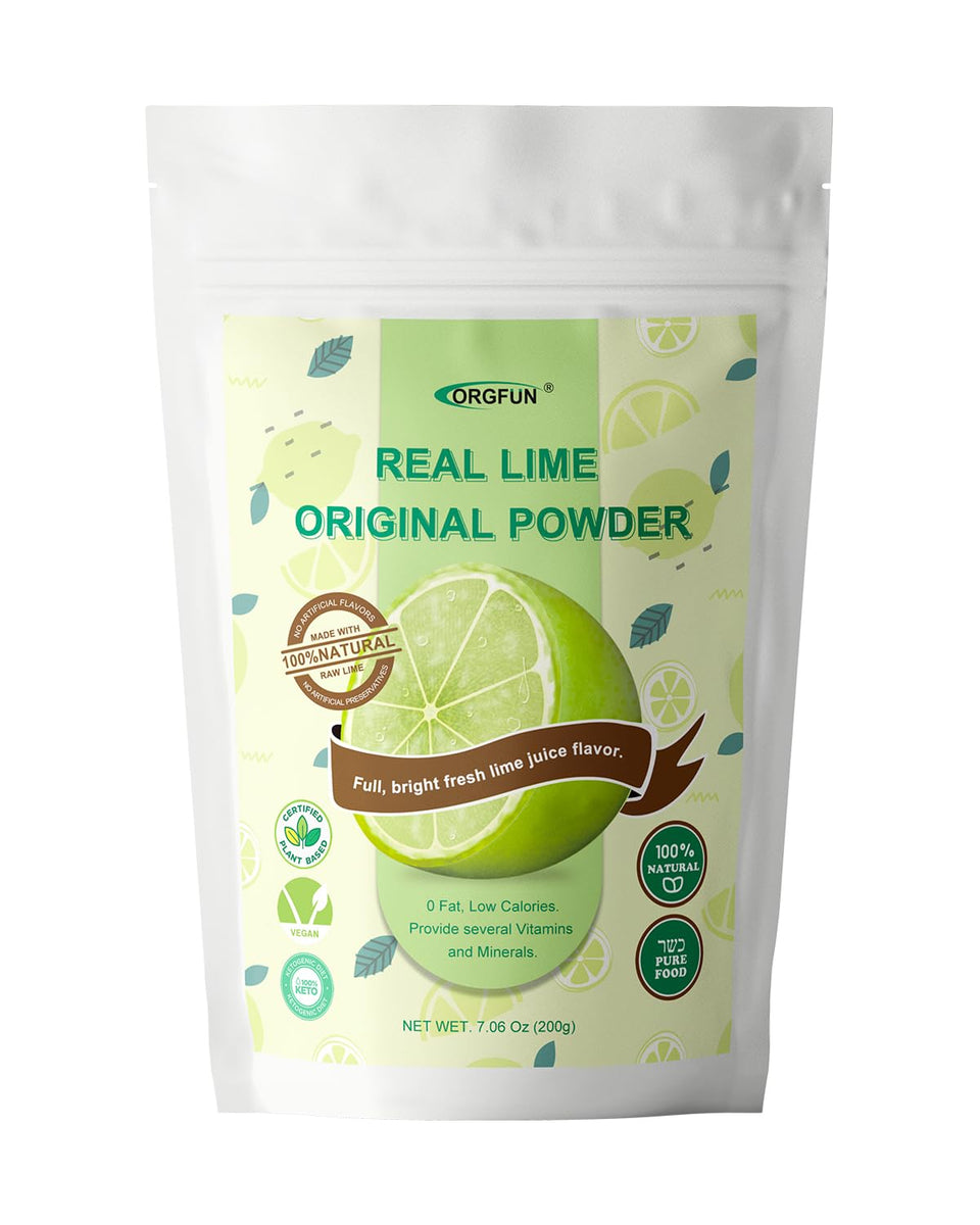 ORGFUN Original Lime Powder in jar delivering fresh citrus flavor for cocktails